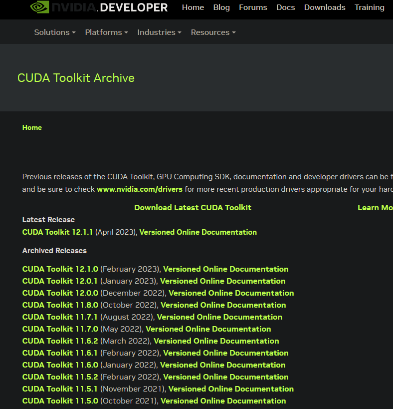 Versiones *CUDA Toolkit*