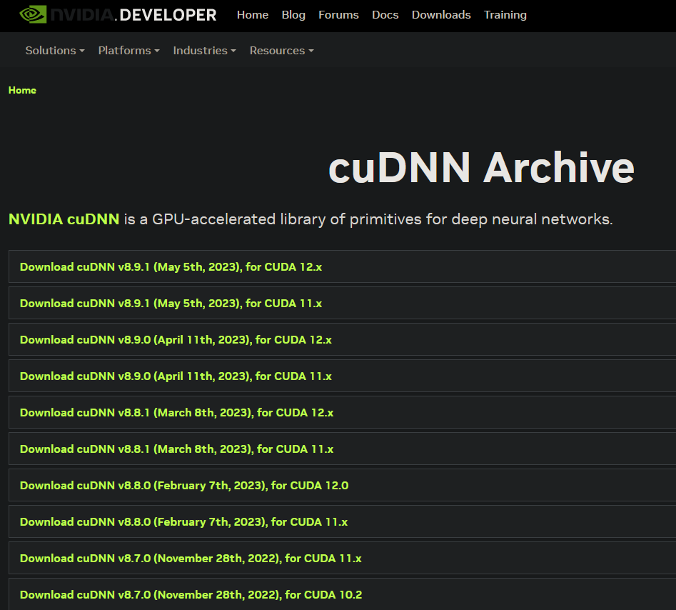 Download *cuDNN 8.1.0*